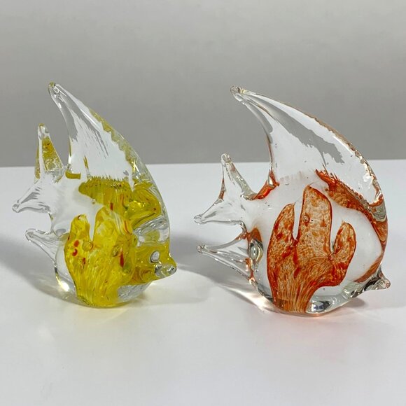 Glass Angel Fish Figurines Paperweights Home Office Decor Collectibles - Picture 3 of 11